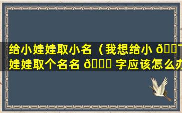 给小娃娃取小名（我想给小 🐯 娃娃取个名名 🐕 字应该怎么办）